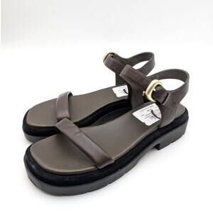 Vince Heloise Ankle Strap Platform Sandals Women's Cacao Brown Size US7.5M EU38